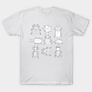 black and white beetle pattern T-Shirt